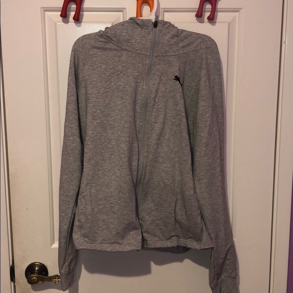 Never worn gray zip up puma jacket